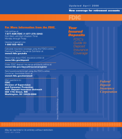 FDIC`s Guide to Deposit Insurance Coverage Your Insured Deposits