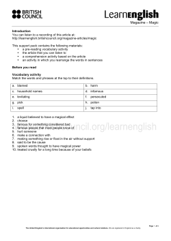 Magazine &ndash; Magic - British Council Learn English