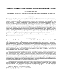 Applied and computational harmonic analysis on graphs