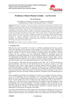 Problems of Rural Market in India &ndash; An Overview