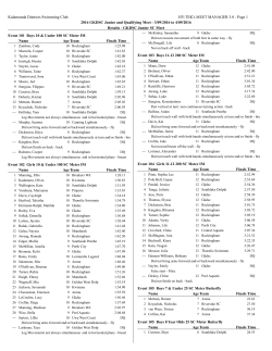 Sunday Results - Guildford and Kalamunda Districts Swimming Club
