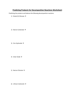 Predicting Products for Decomposition Reactions Worksheet: