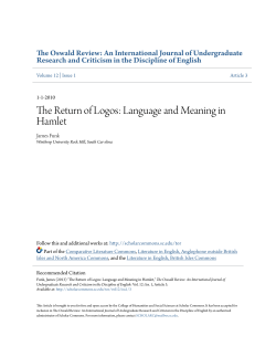 The Return of Logos: Language and Meaning in Hamlet