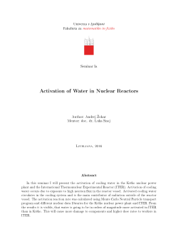 Activation of Water in Nuclear Reactors