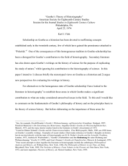 Goethe`s Theory of Historiography