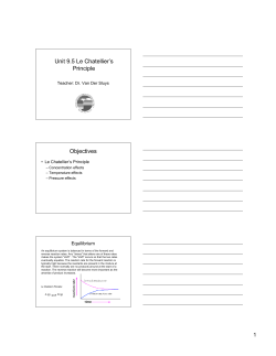 Unit 9.5 Le Chatellier`s Principle Objectives