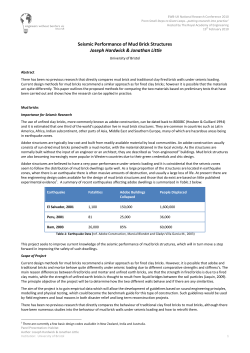 Seismic Performance of Mud Brick Structures Joseph Hardwick