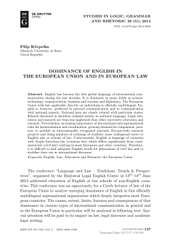 DOMINANCE OF ENGLISH IN THE EUROPEAN UNION AND IN