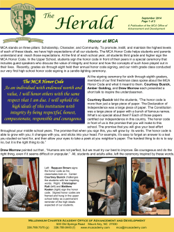 The MCA Honor Code As an individual with endowed worth and