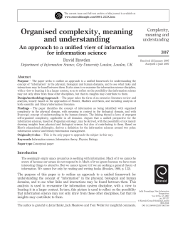 Organised complexity, meaning and understanding