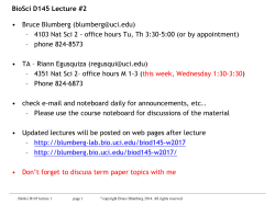 BioSci D145 Lecture #2 - Blumberg Lab