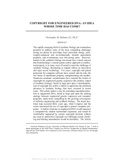 copyright for engineered dna: an idea whose time