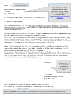 Date Person/Business/Agent`s Name Address City, State, Zip RE