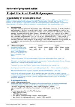 Arnot Creek Bridge upgrade 1 Summary of proposed action