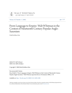 From Language to Empire: Walt Whitman in the Context of