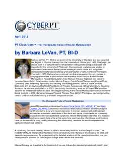 by Barbara LeVan, PT, BI-D