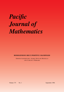 For printing - Mathematical Sciences Publishers