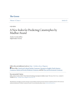 A New Index for Predicting Catastrophes by Madhur Anand