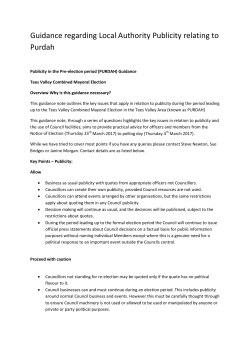 Guidance regarding Local Authority Publicity relating to Purdah