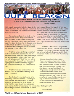 MARCH 2017 What Does It Mean To Be A Community of Risk?