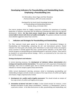 Developing Indicators for Peacebuilding and Statebuilding Goals
