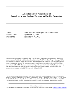 Amended Safety Assessment of Formic Acid and Sodium Formate