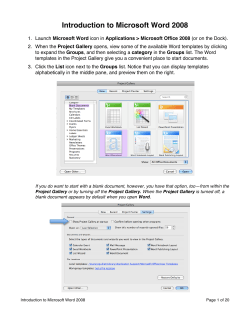 Introduction to Microsoft Word 2008