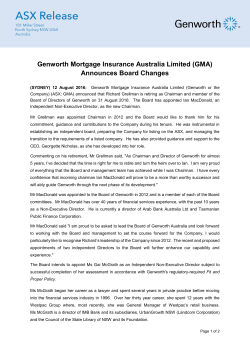Genworth Announces Board Changes - Genworth