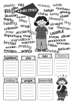 Group the adjectives according to the types.