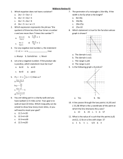 Midterm Review #1 1. Which equation does not have a