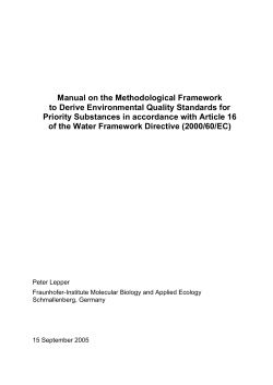 Manual on the Methodological Framework to