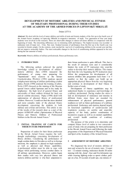 development of motoric abilities and physical fitness of military