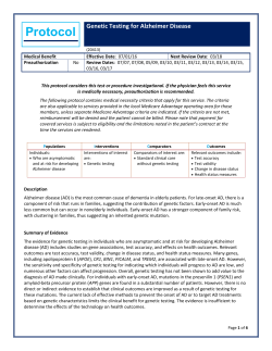 Genetic Testing for Alzheimer Disease