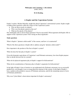 4. Kepler and the Copernican System