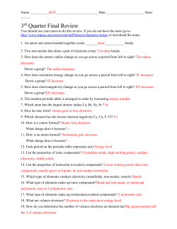 3 Quarter Final Review