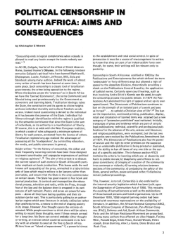 POLITICAL CENSORSHIP IN SOUTH AFRICA: AIMS AND