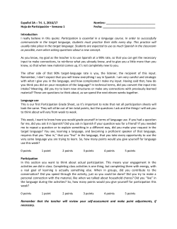 Espa&ntilde;ol 3A &ndash; Tri. 1, 2016/17 Nombre: Hoja de Participaci&oacute;n