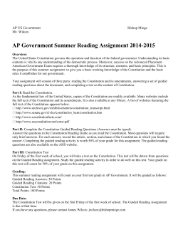 AP Government Summer Reading Assignment 2014-2015