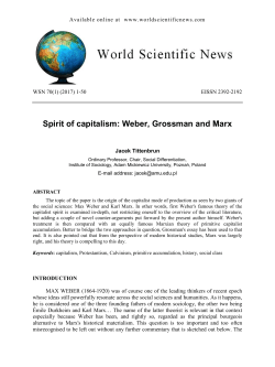 Spirit of capitalism: Weber, Grossman and Marx