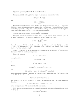 Algebraic geometry, Sheets 1, 2