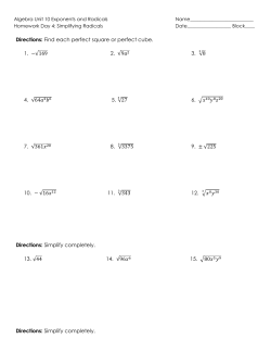 Directions: Find each perfect square or perfect cube. 1. &minus;&radic;169 2