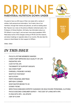 April-June 2014 - Parenteral Nutrition Down Under