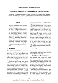 Making Sense of Word Embeddings - ACL Anthology