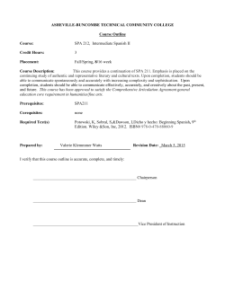 SPA 212, Intermediate Spanish II Credit Hours - A