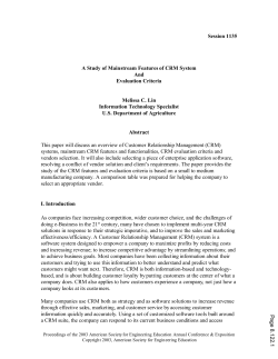 A Study Of Mainstream Features Of Crm System And Evaluation