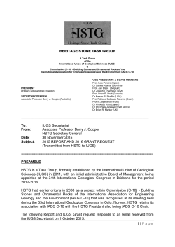 1 | Page HERITAGE STONE TASK GROUP To: IUGS Secretariat