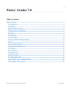 Poetry: Grades 7-8 - Annapolis Christian Academy
