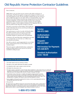 Old Republic Home Protection Contractor Guidelines