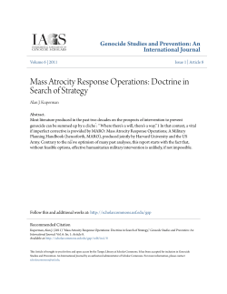 Mass Atrocity Response Operations: Doctrine in Search of Strategy