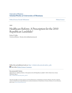 Healthcare Reform: A Prescription for the 2010 Republican Landslide?
